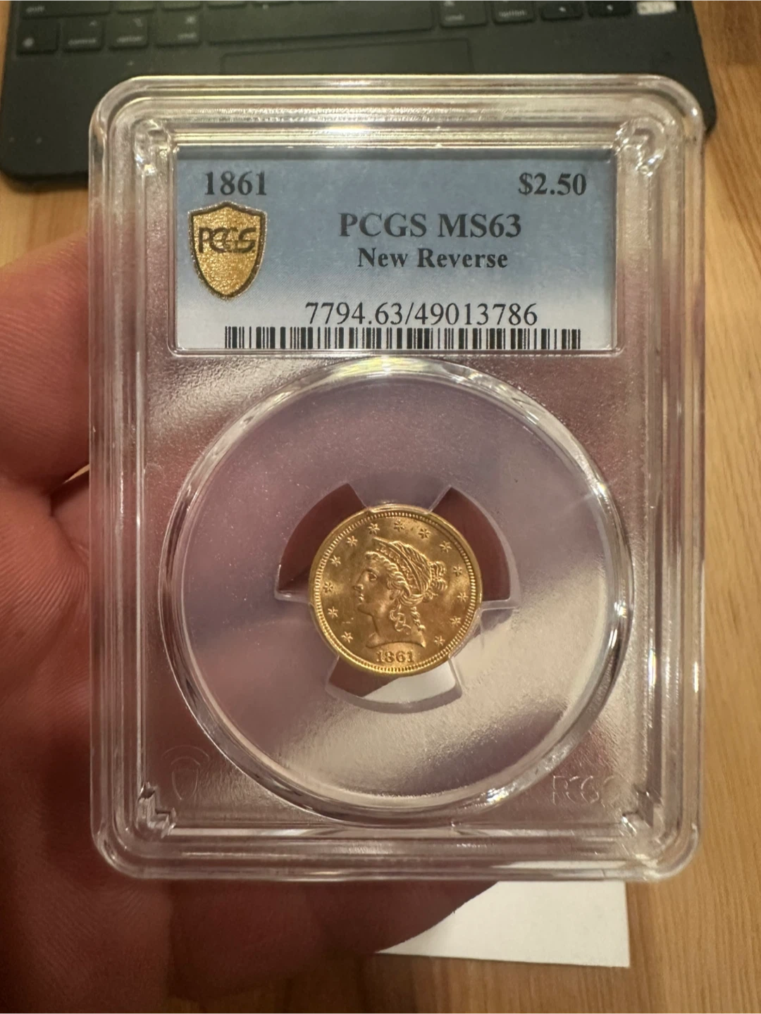 1861 $2.50 Gold Coin - PCGS MS63