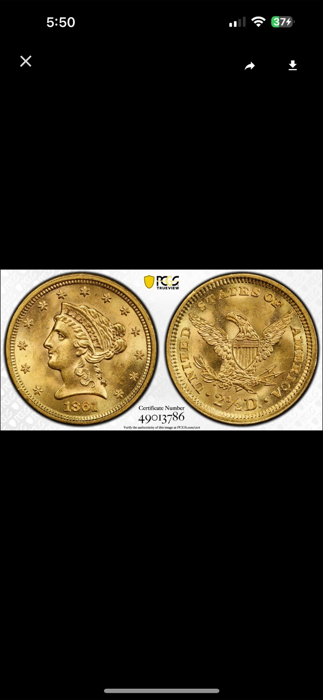 1861 $2.50 Gold Coin - PCGS MS63 - photo 3
