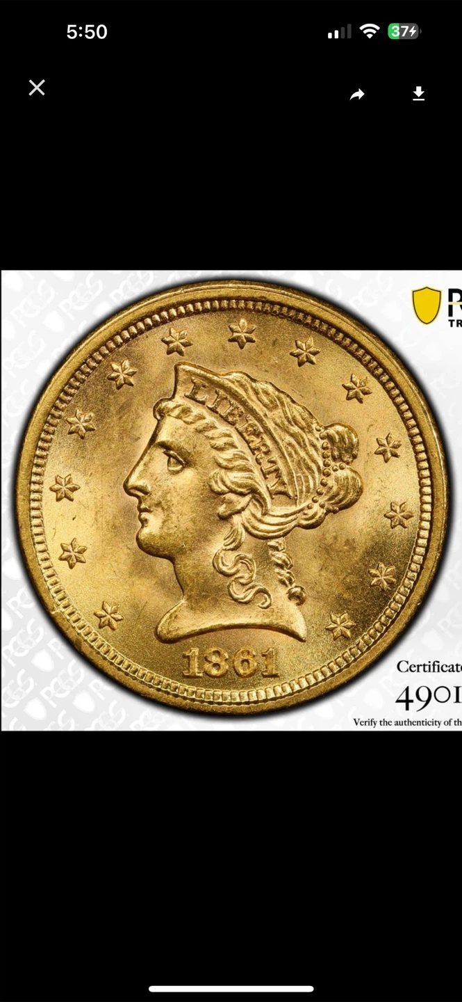 1861 $2.50 Gold Coin - PCGS MS63 - photo 4