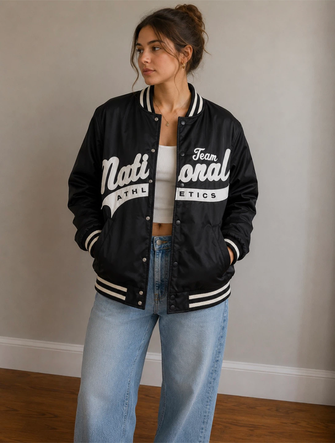 Aritzia Tna Varsity Jacket Black - Size L