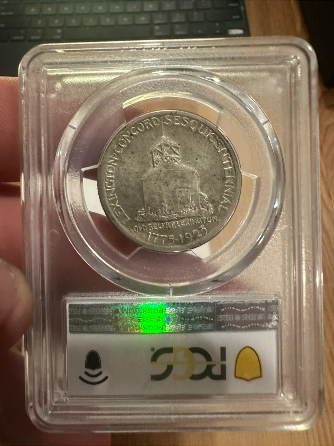 1925 PCGS AU58 Lexington Concord Sesquicentennial 50c Coin - photo 2