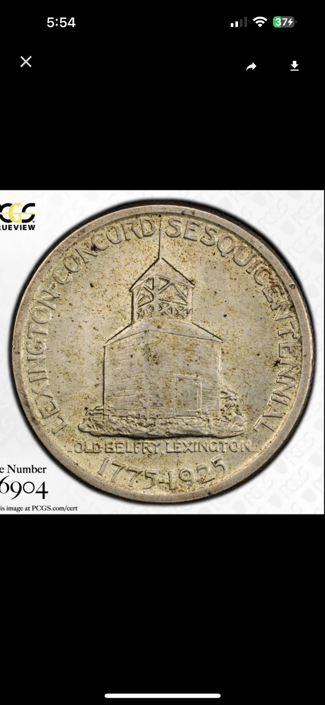 1925 PCGS AU58 Lexington Concord Sesquicentennial 50c Coin - photo 5
