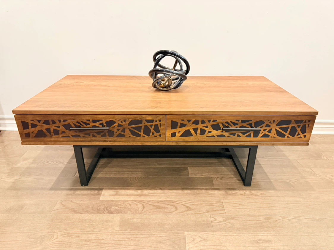 Wooden Coffee Table with Decorative Front