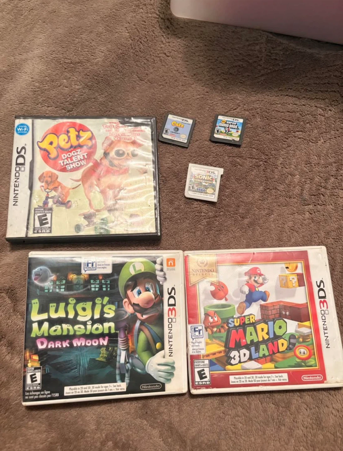 Nintendo DS/3DS Games Lot: Petz, Luigi's Mansion, Mario, Sonic