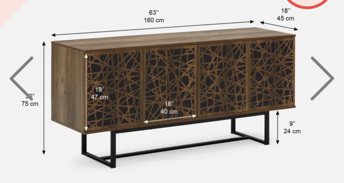 Wooden Sideboard Cabinet with Decorative Doors - photo 3