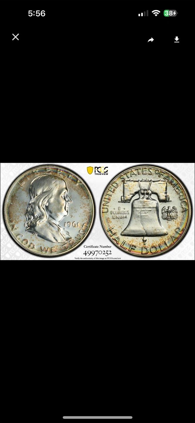 1961 PCGS PR67 Franklin Half Dollar - Doubled Die Reverse - photo 3