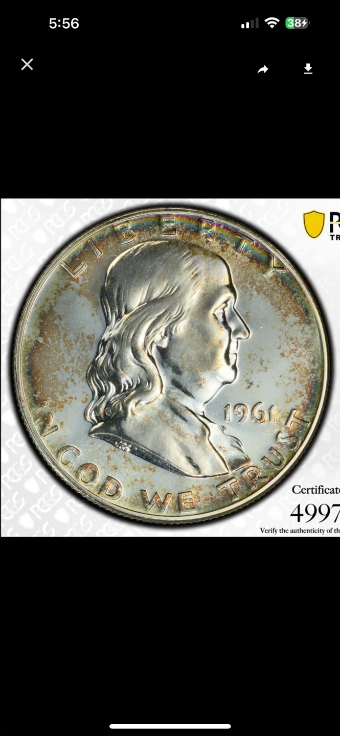 1961 PCGS PR67 Franklin Half Dollar - Doubled Die Reverse - photo 4