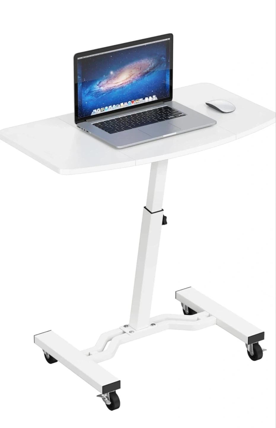 White Adjustable Mobile Standing Desk
