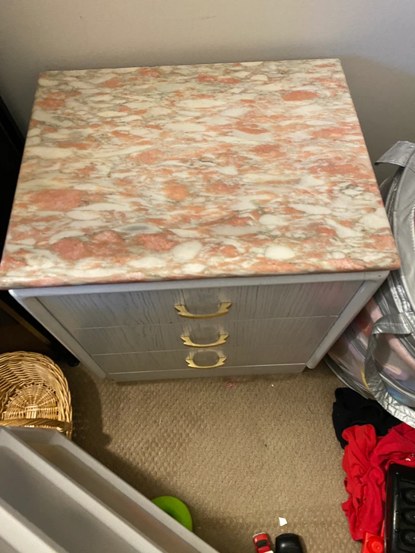 Three-Drawer Nightstand with Marble Top - photo 2