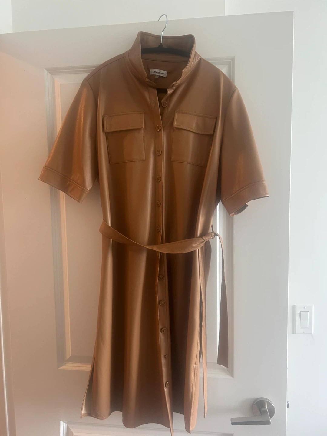 Calvin Klein Tan Faux Leather Dress
