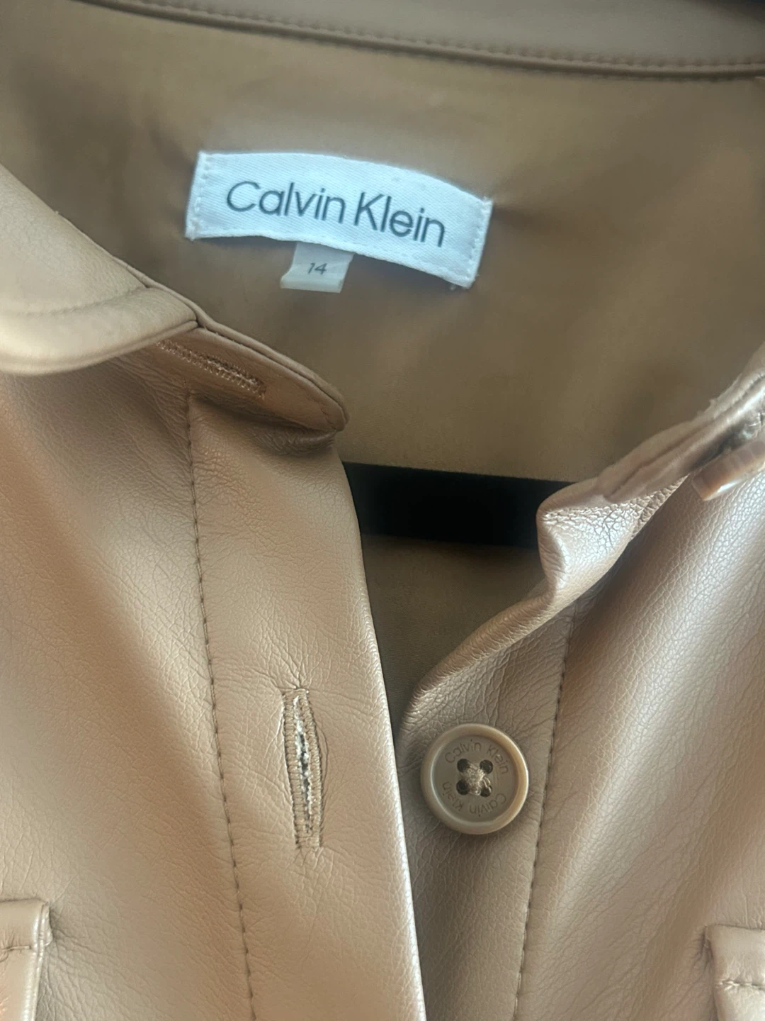 Calvin Klein Tan Faux Leather Dress - photo 2