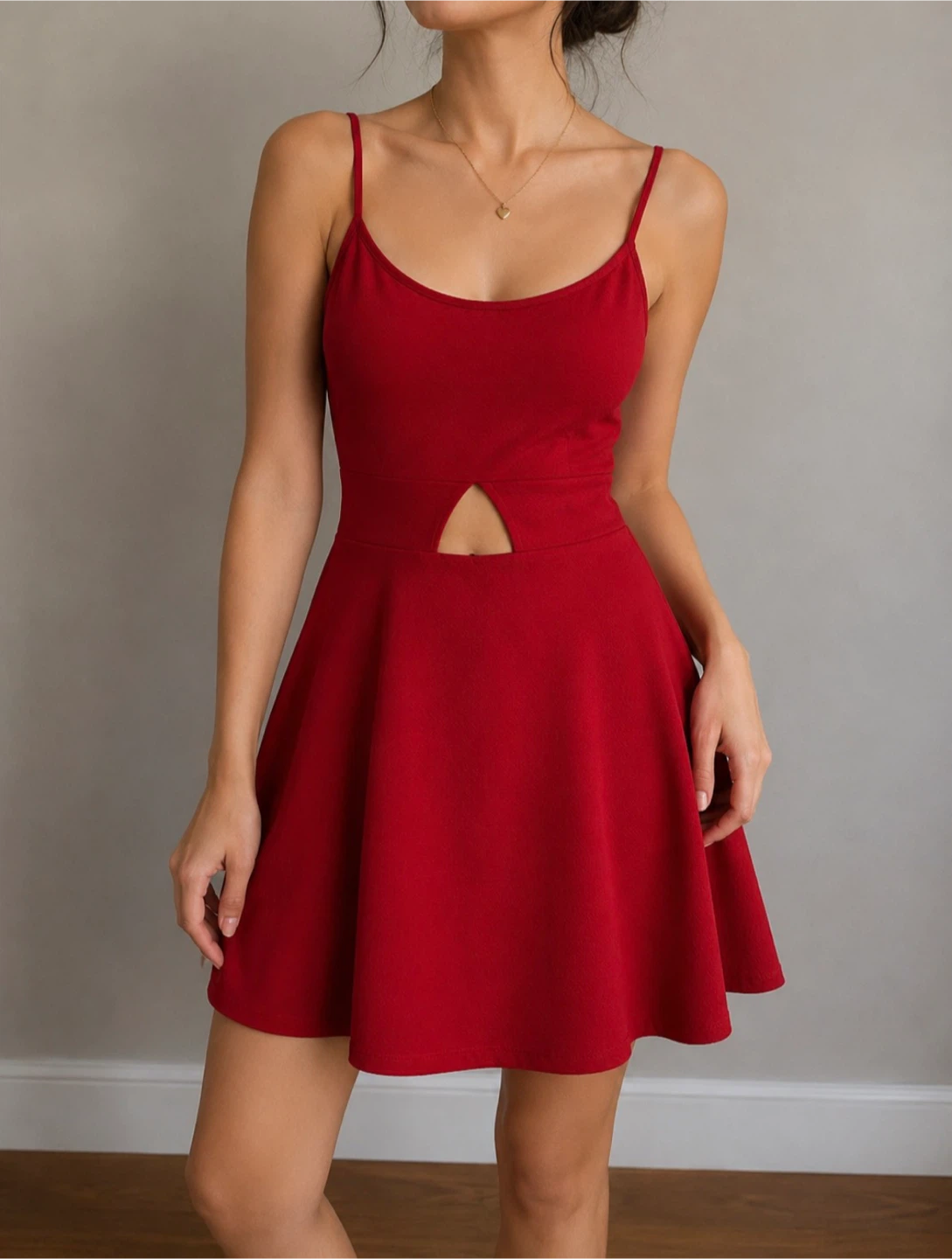 Red A-Line Cutout Dress