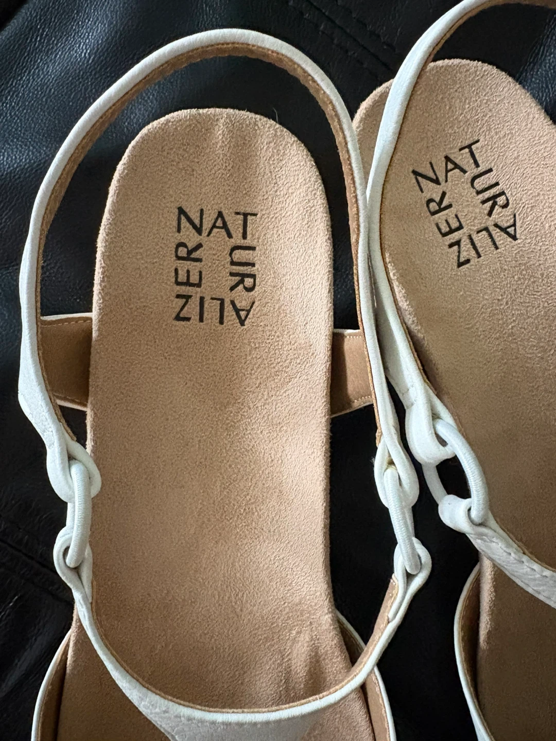 Naturalizer White T-strap Slingback Wedge Sandals - photo 2