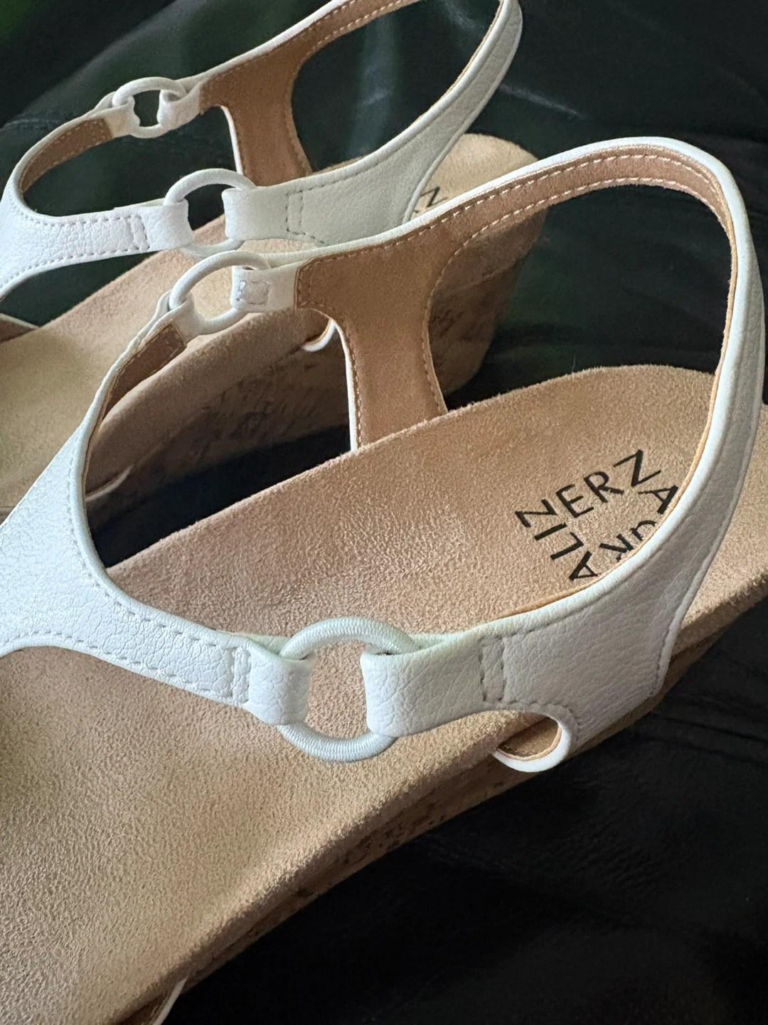 Naturalizer White T-strap Slingback Wedge Sandals - photo 4