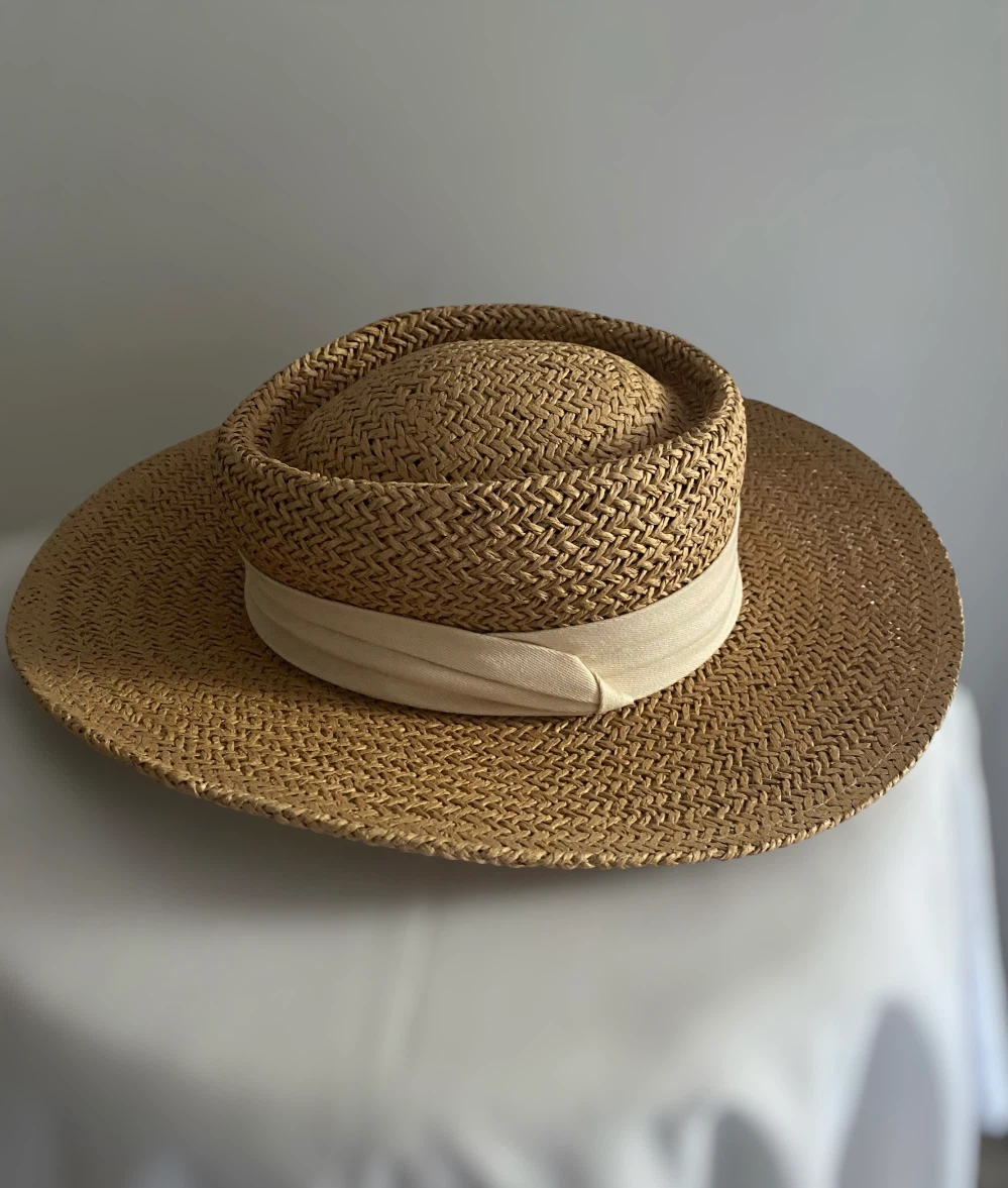 Straw Sun Hat with Cream Ribbon
