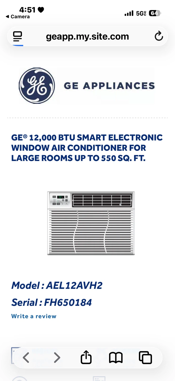 GE 12000 BTU Smart Electronic Window Air Conditioner AEL12AVH2 - photo 2