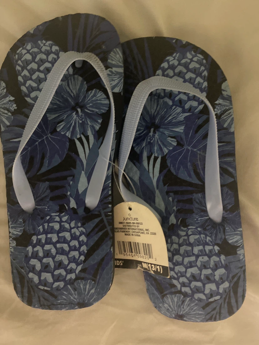 Juncture Blue Pineapple Flip Flops Size M(13/1)