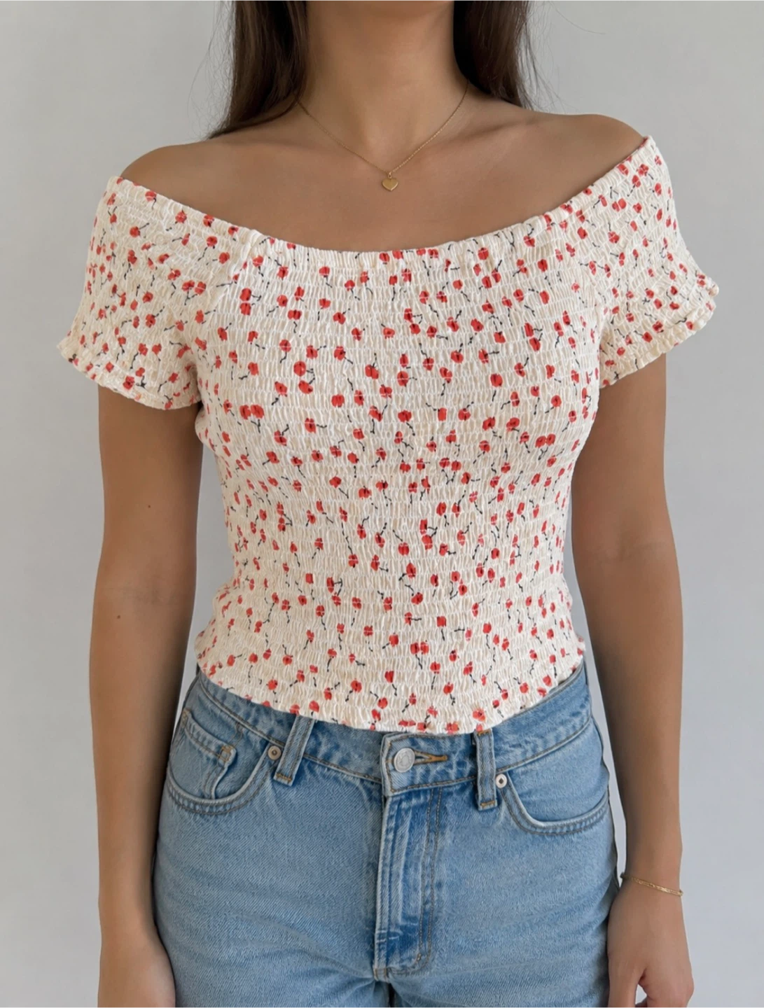 Lucky Brand Smocked Off-the-Shoulder Top - XS