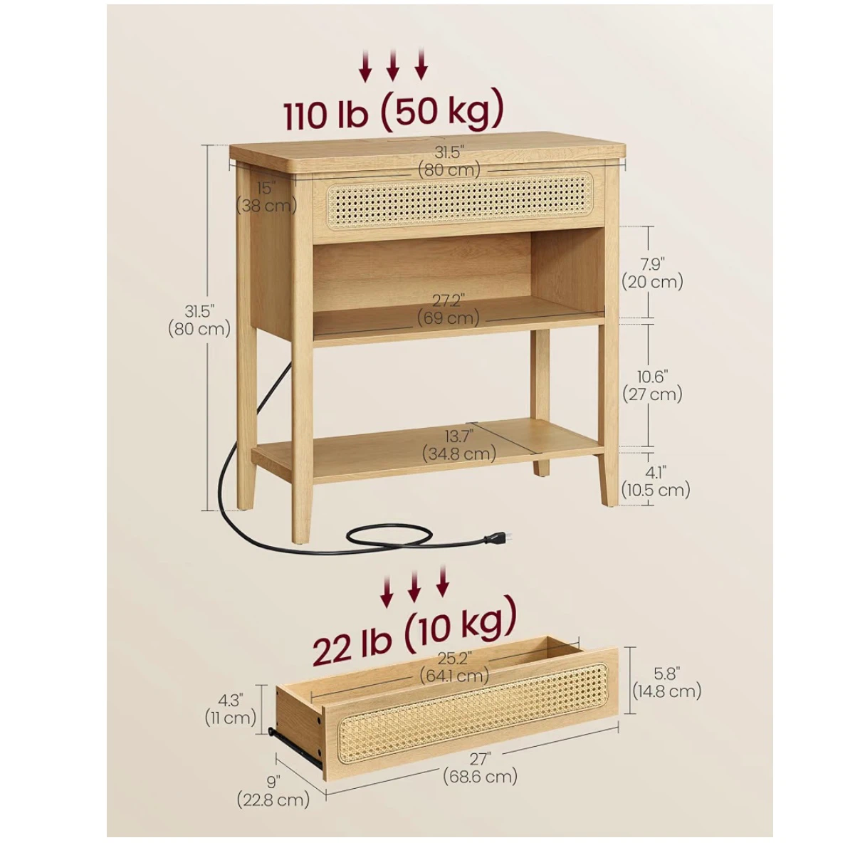Console Table with Power Outlet - photo 2