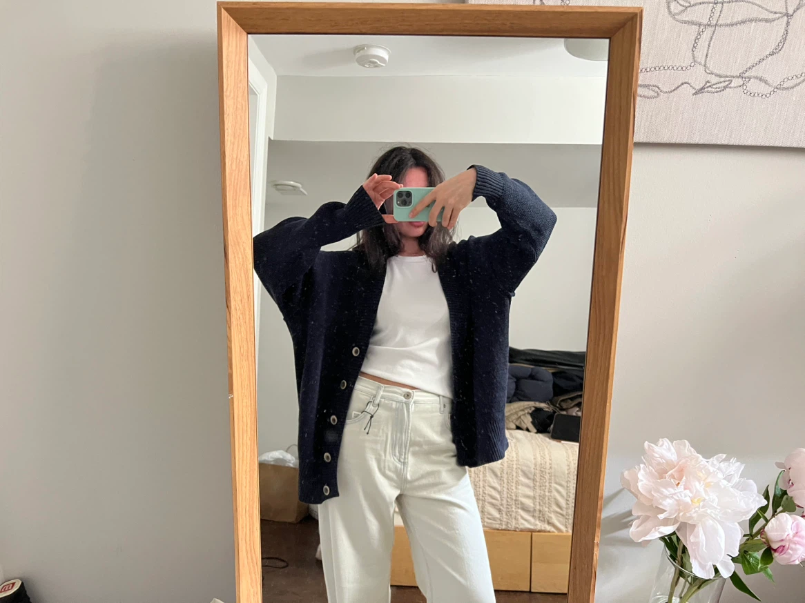 H&M Navy Silk Blend Cardigan - photo 2