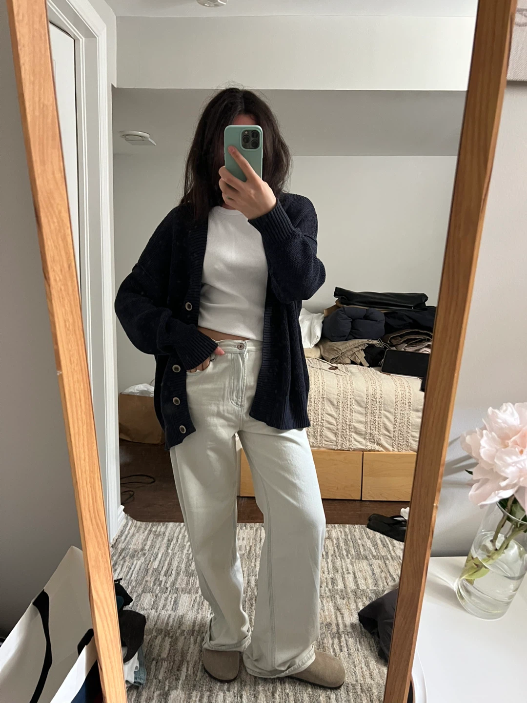 H&M Navy Silk Blend Cardigan