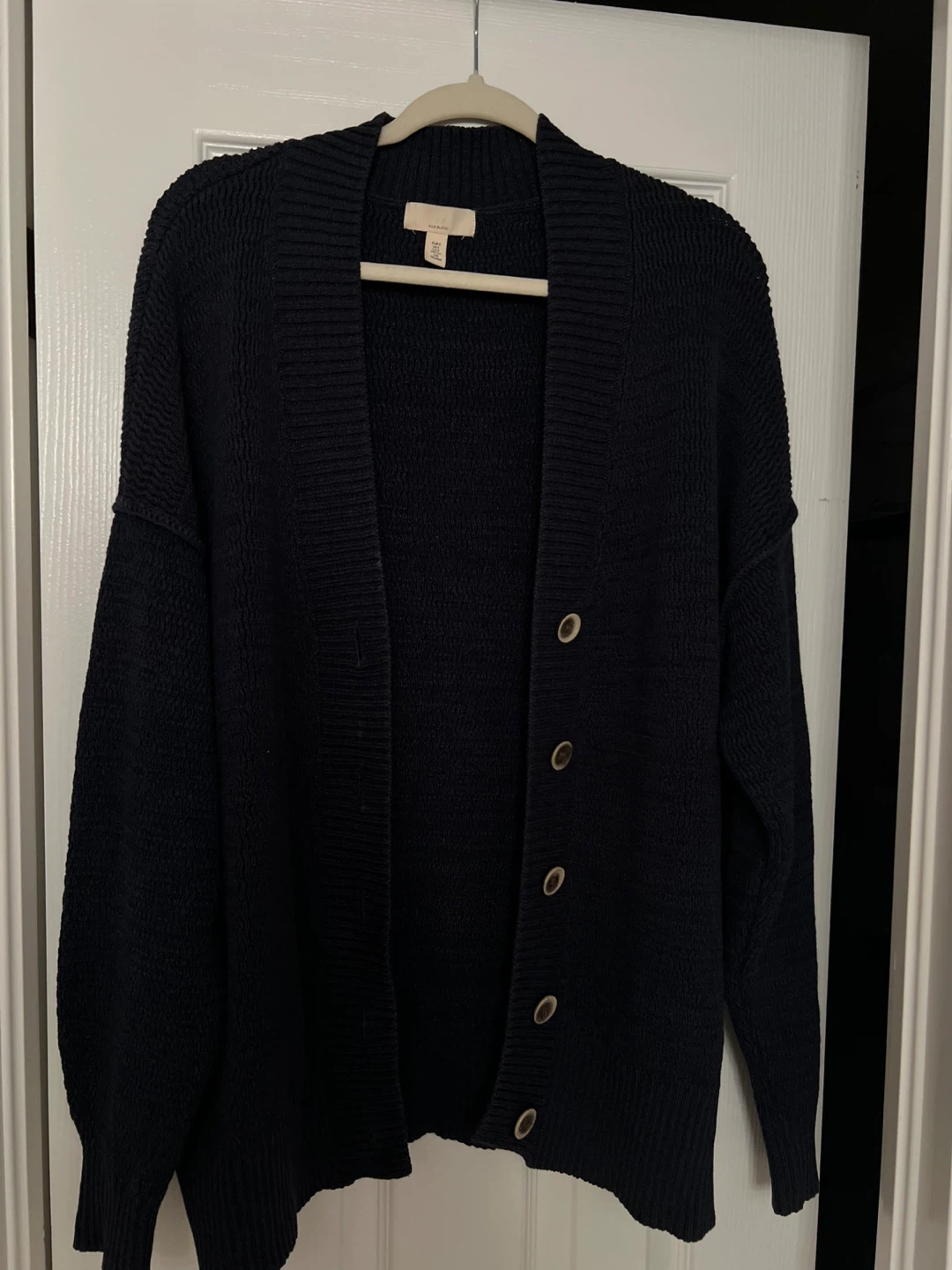 H&M Navy Silk Blend Cardigan - photo 4