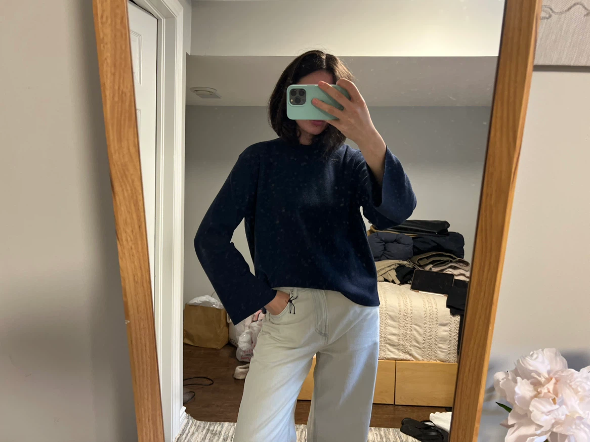 H&M Navy Blue Knit Sweater - Size S - photo 2