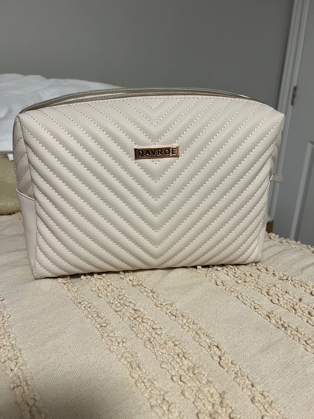 Davroe Quilted Cosmetic Bag - Cream