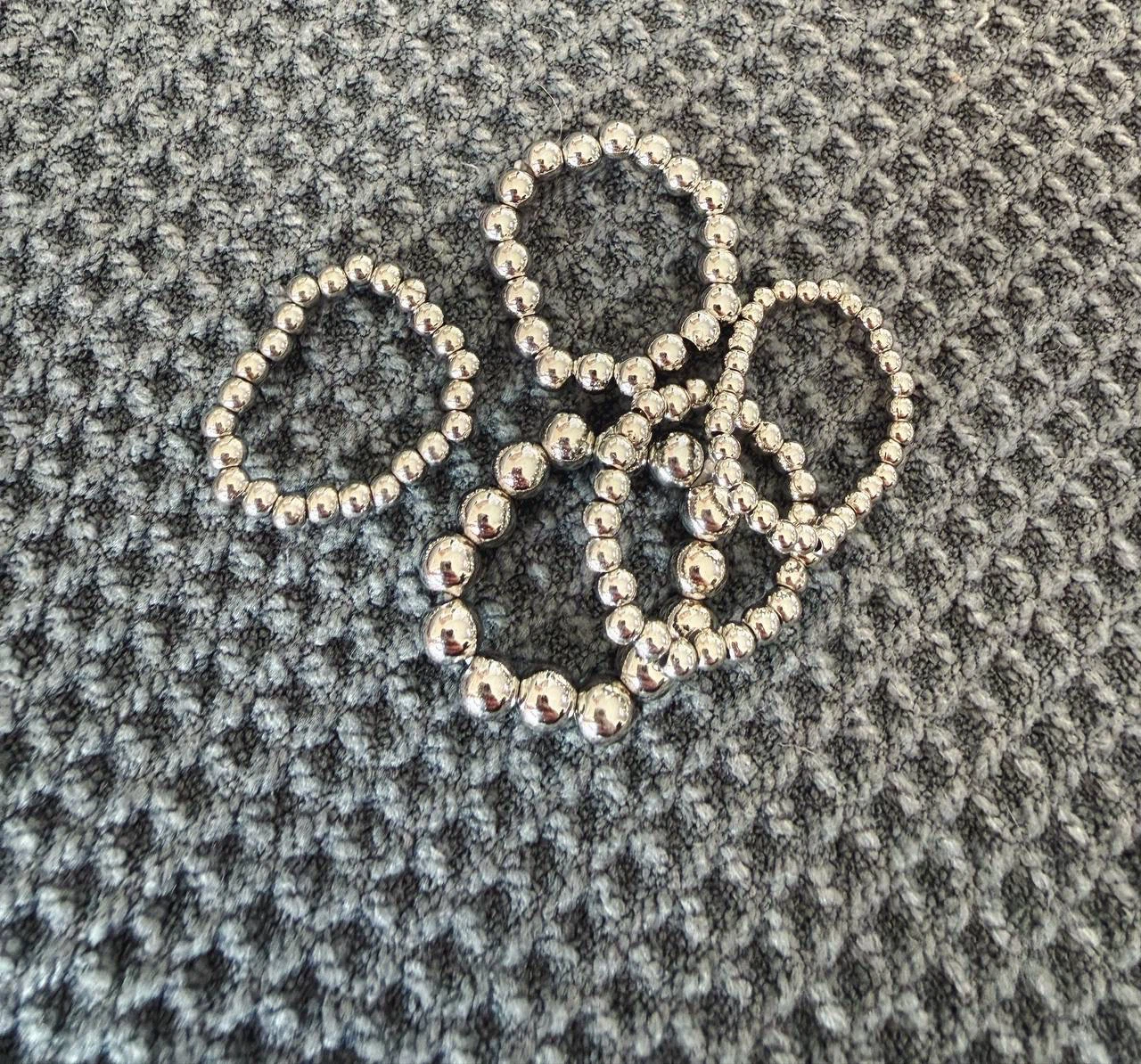Gold or Silver Beaded Stacking Ring Set (5 Rings) - photo 5