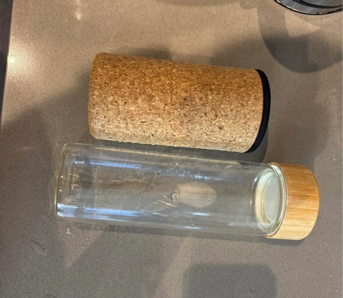 Glass Water Bottle with Cork Sleeve