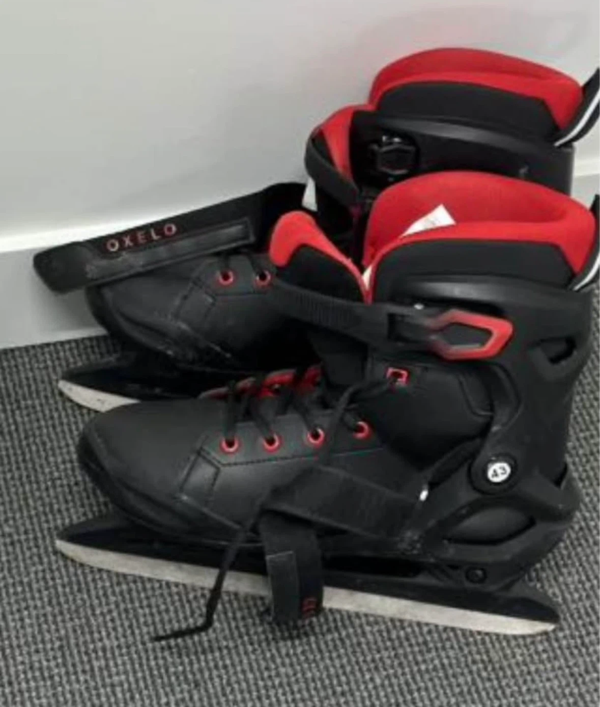 Oxelo Black & Red Ice Skates Size 43