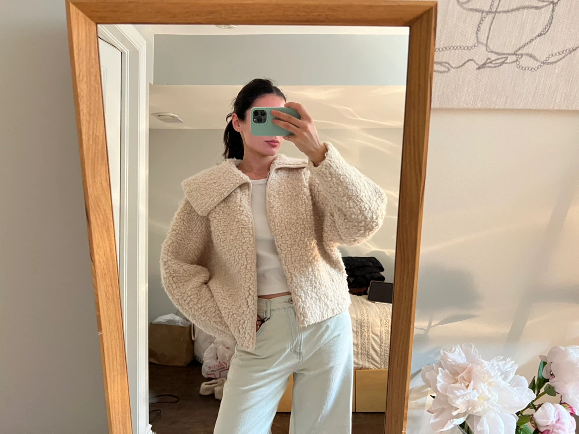 Zara Teddy Fleece Cropped Jacket