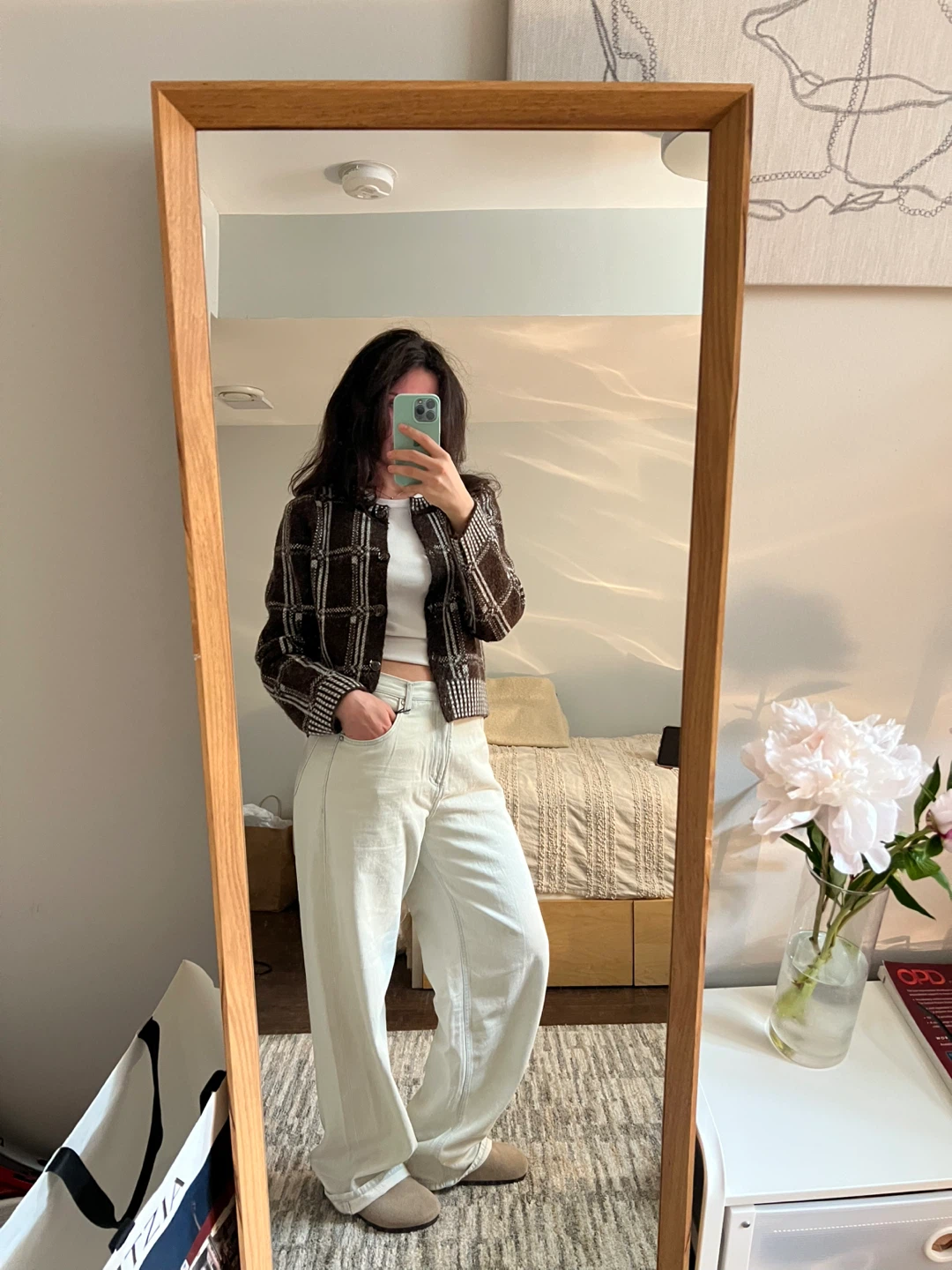 ZARA Plaid Cardigan Sweater