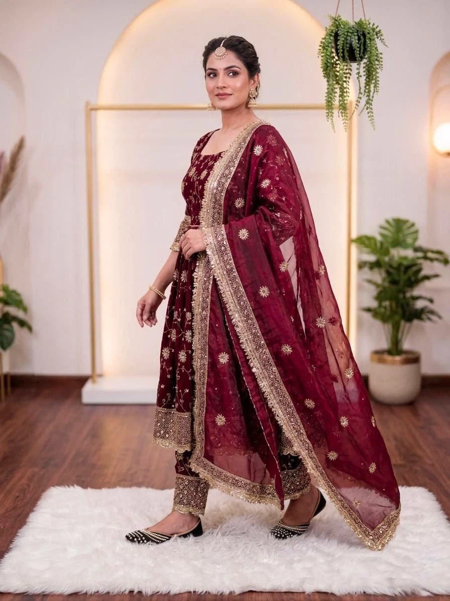 Women's Embroidered Kurta and Pants Set with Dupatta - photo 2