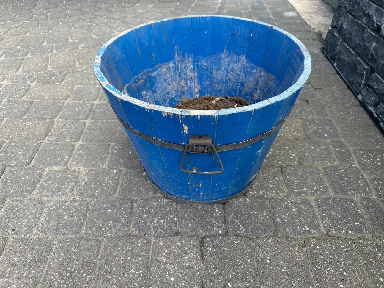 Blue Wooden Bucket Planter - photo 3