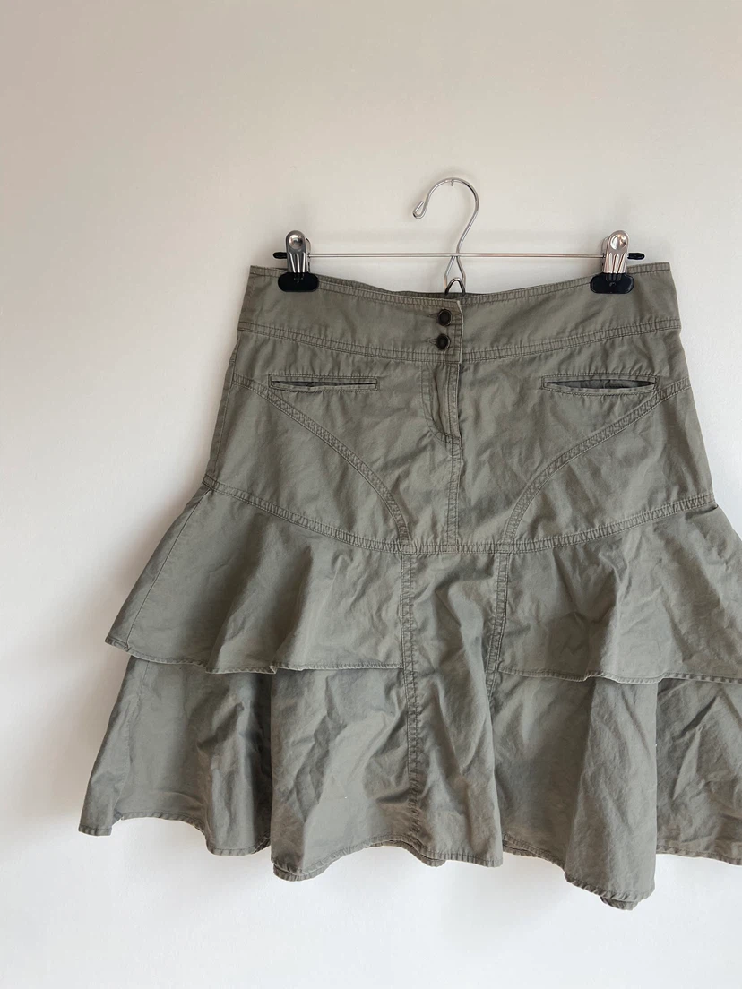 Khaki Ruffled Tiered Skirt - photo 3