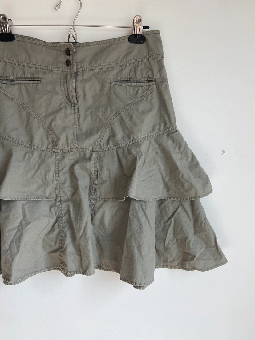 Khaki Ruffled Tiered Skirt - photo 4
