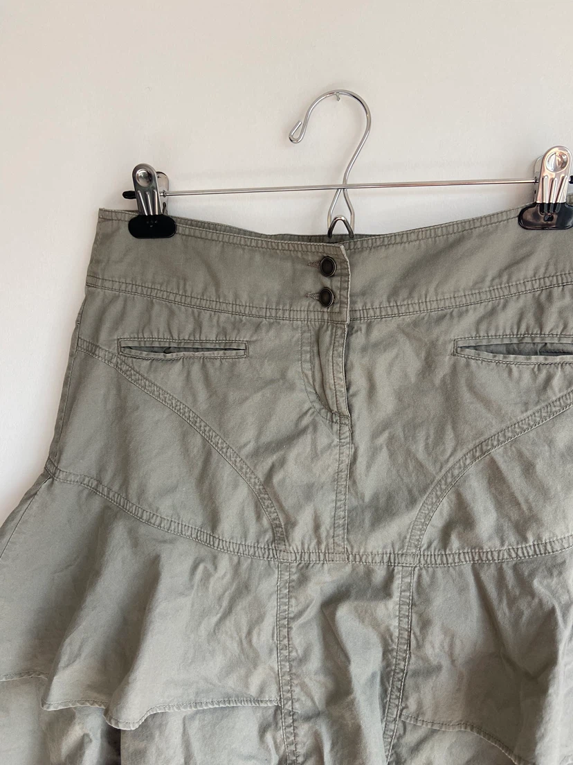 Khaki Ruffled Tiered Skirt - photo 5