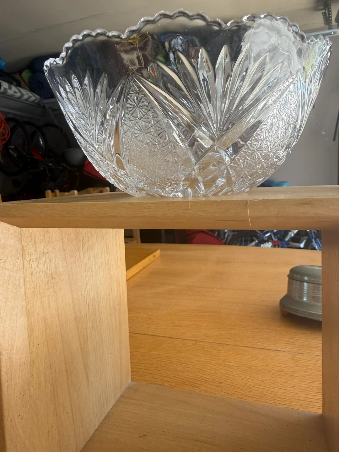 Clear Glass Crystal Cut Fruit Bowl