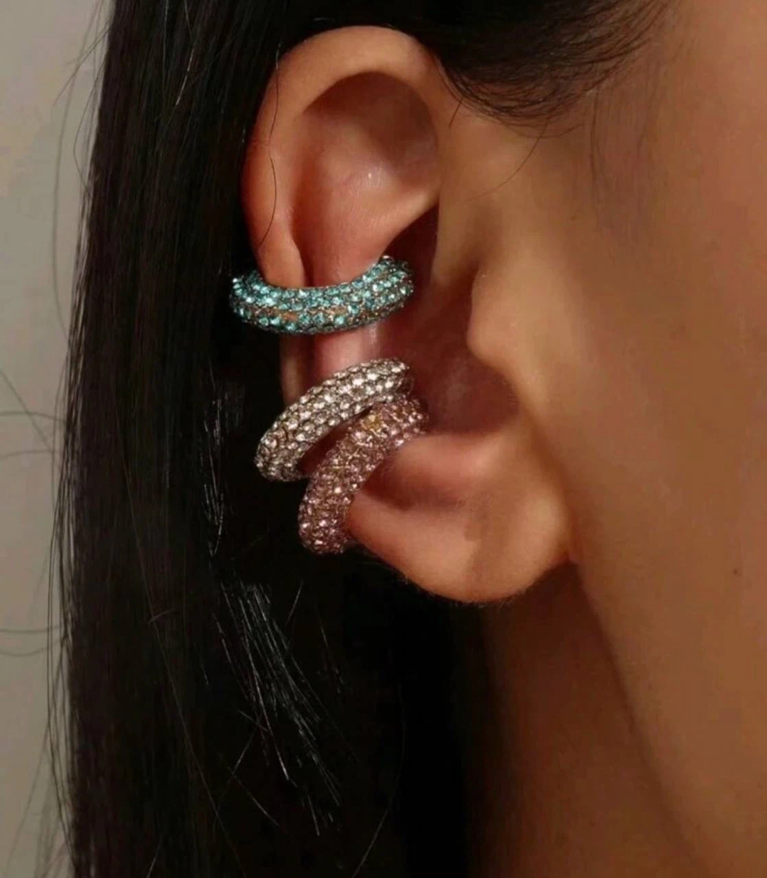 Crystal rhinestone ear cuff set ( 3 pieces) - photo 2