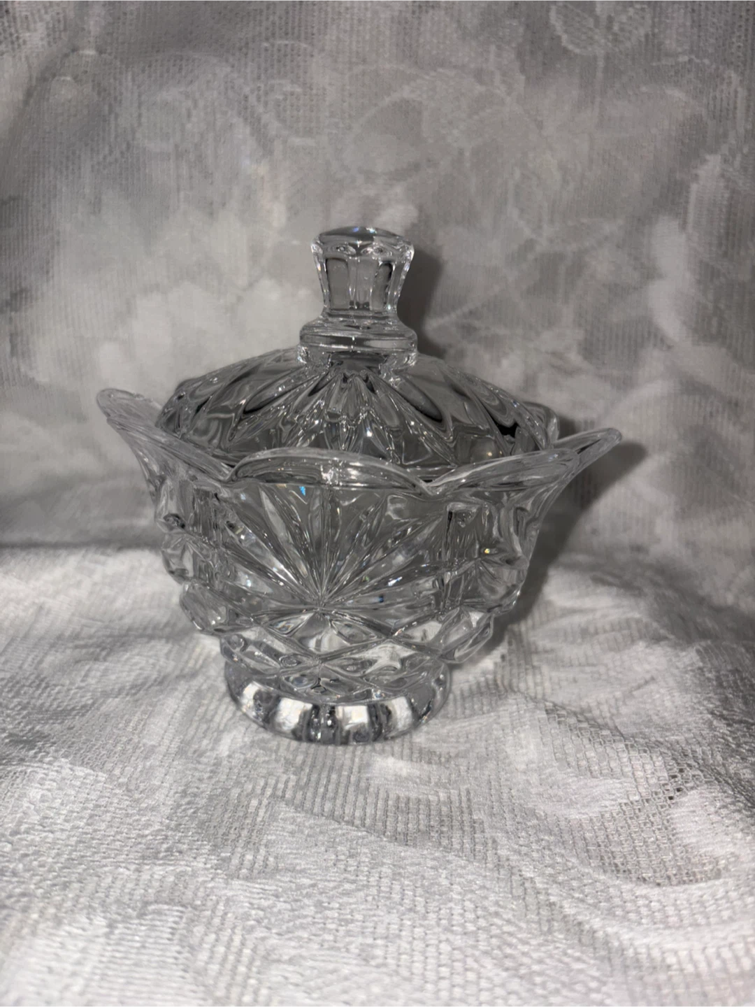 Crystal Glass Candy Dish with Lid