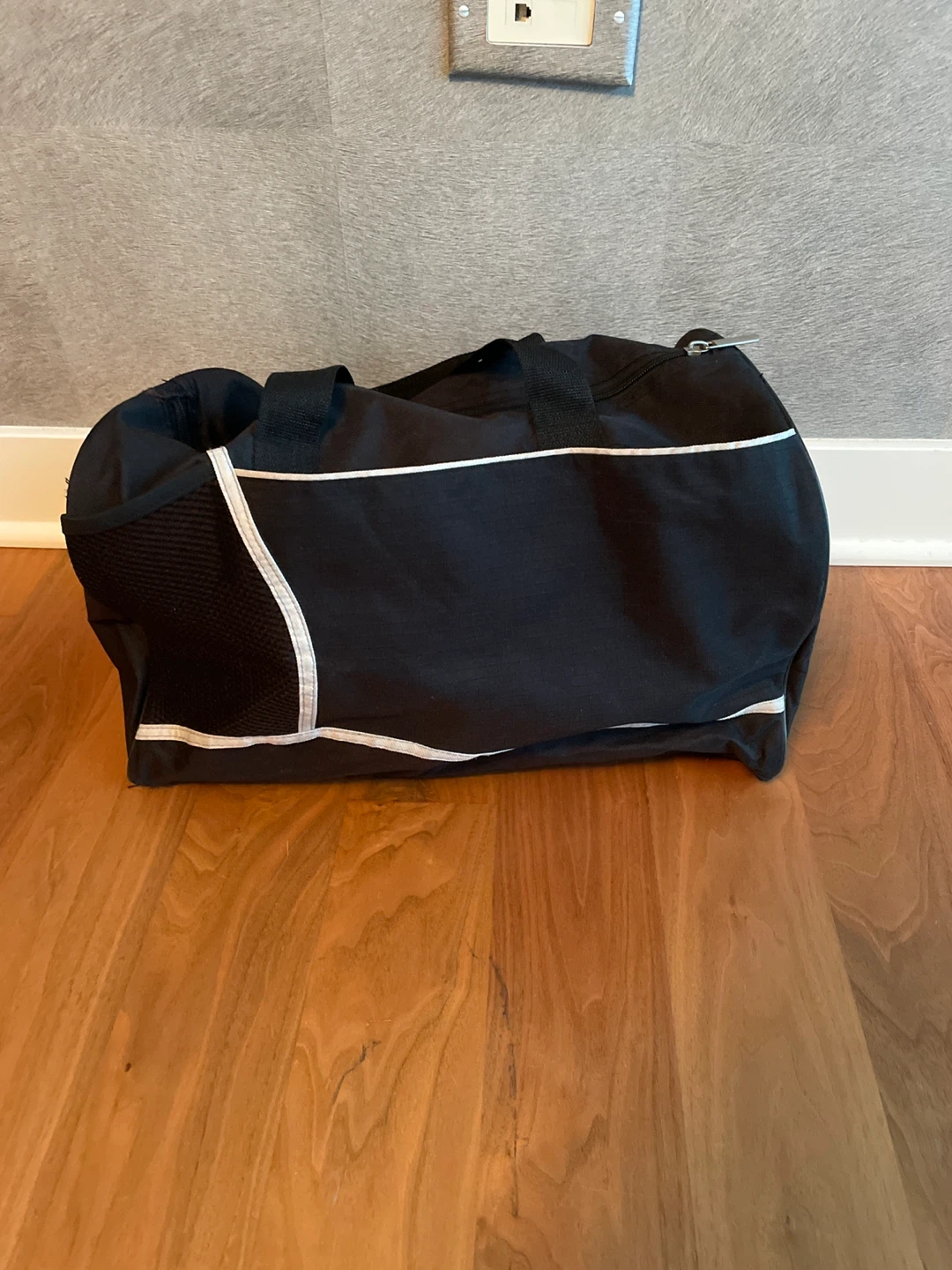 Black Duffel Bag with White Trim