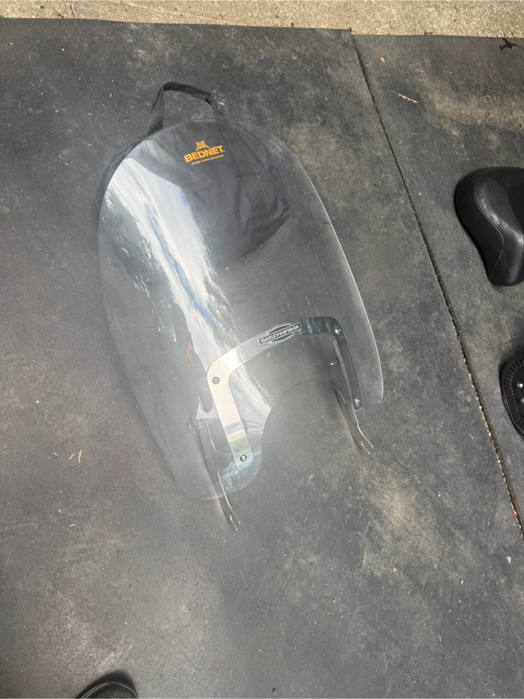 Harley-Davidson Motorcycle Seat and Windshield