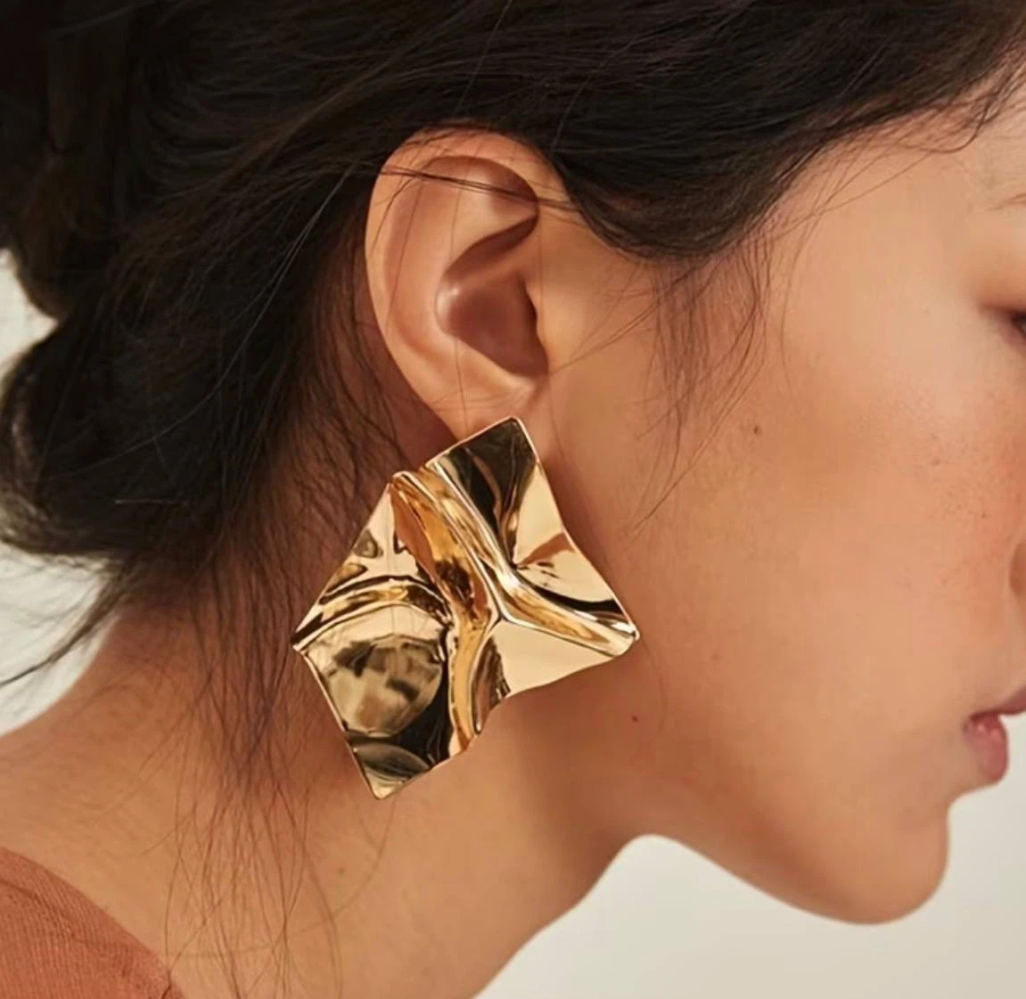Modern Edge Gold Earring Set