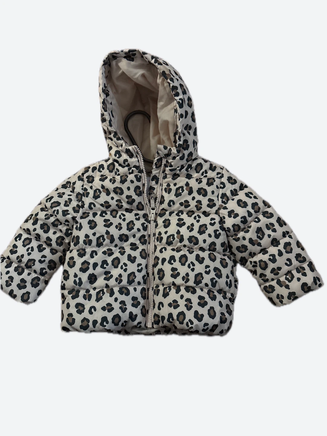Girls Leopard Print Puffer Jacket with Hood