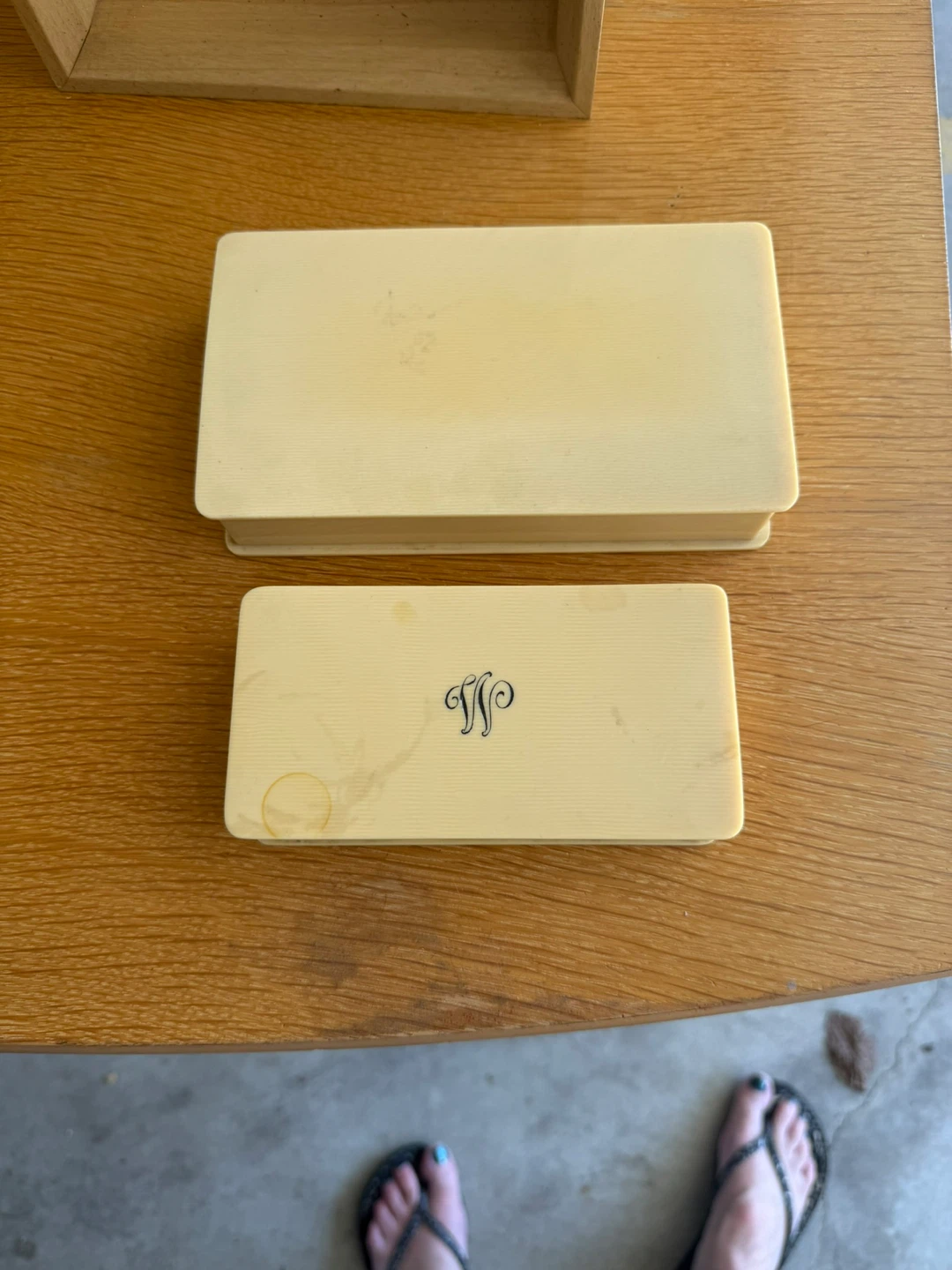 French Ivory Hinged Storage Boxes - Set of 2 - photo 2