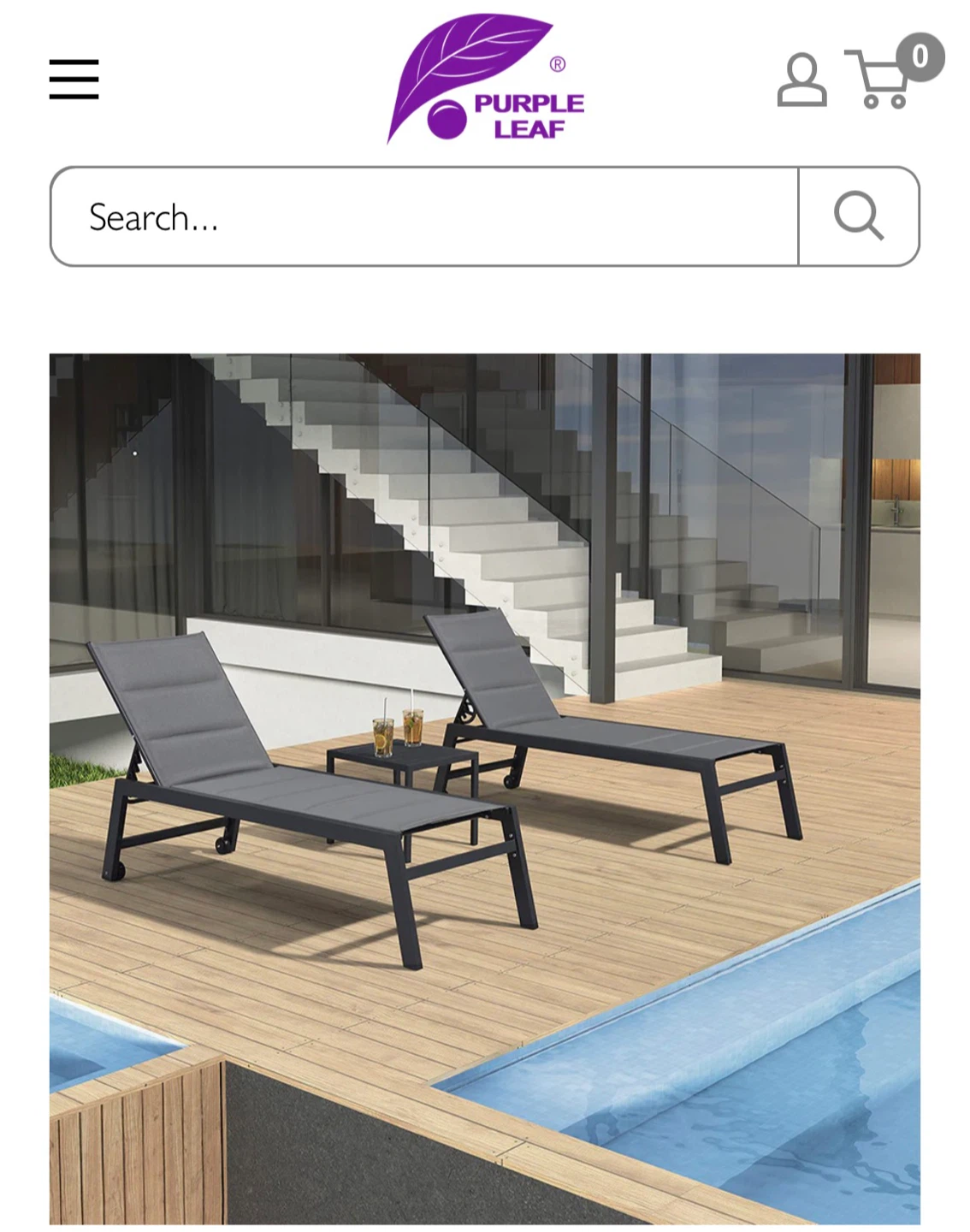 Purple Leaf Outdoor Chaise Lounge - Grey