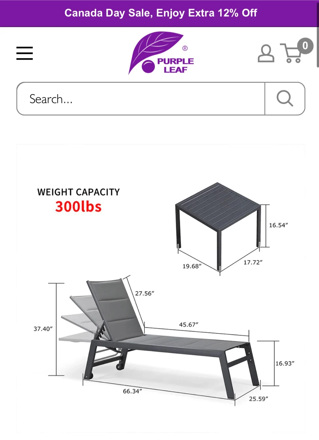 Purple Leaf Outdoor Chaise Lounge - Grey - photo 5