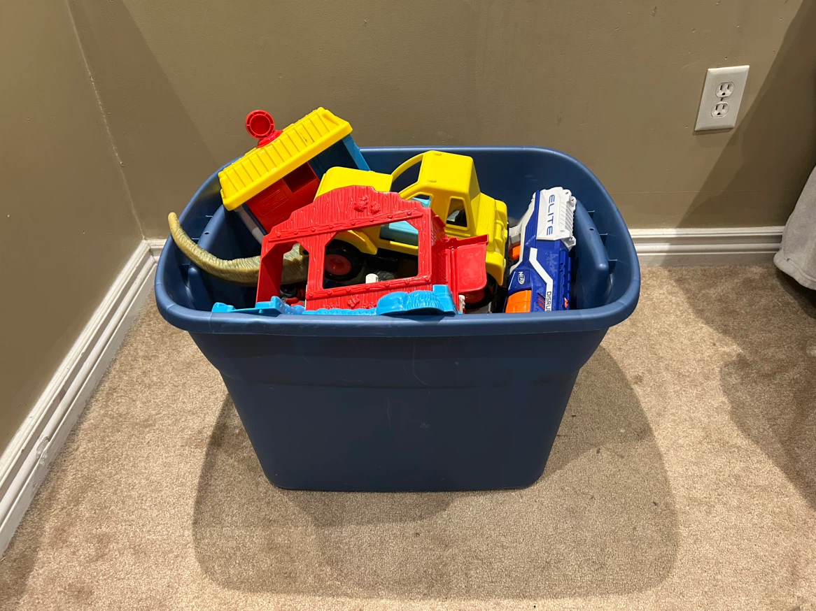 Bin of toys