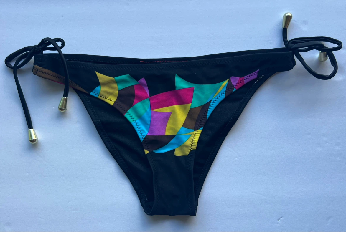 Black Bikini Bottoms with Geometric Print